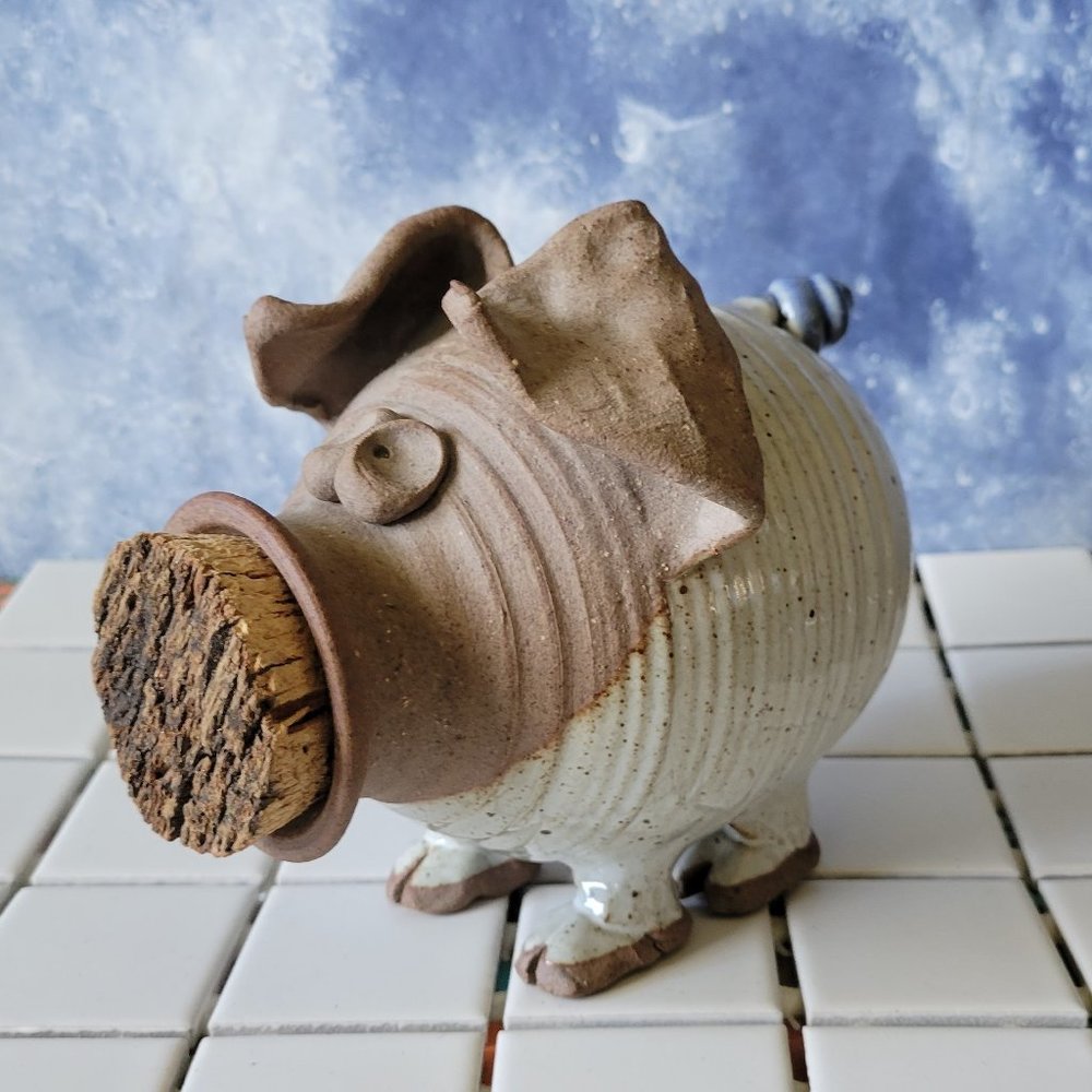 Piggy Bank .. Hand-sculpted Clay .. One-Of-A-Kind